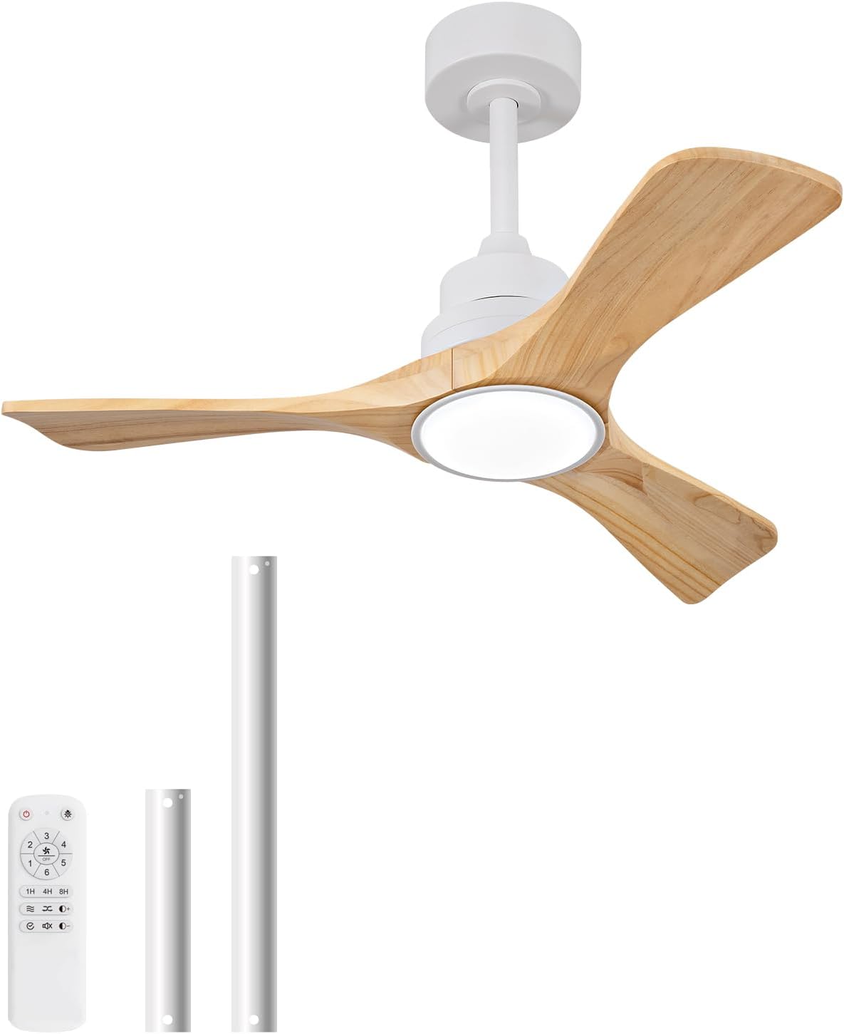 36 Inch Ceiling Fans with Lights and Remote Control, Dimmable LED Light, 3 Wood Blades, Modern Ceiling Fan with Light for Indoor Outdoor Patio Farmhouse, 6 Speeds Reversible DC Motor