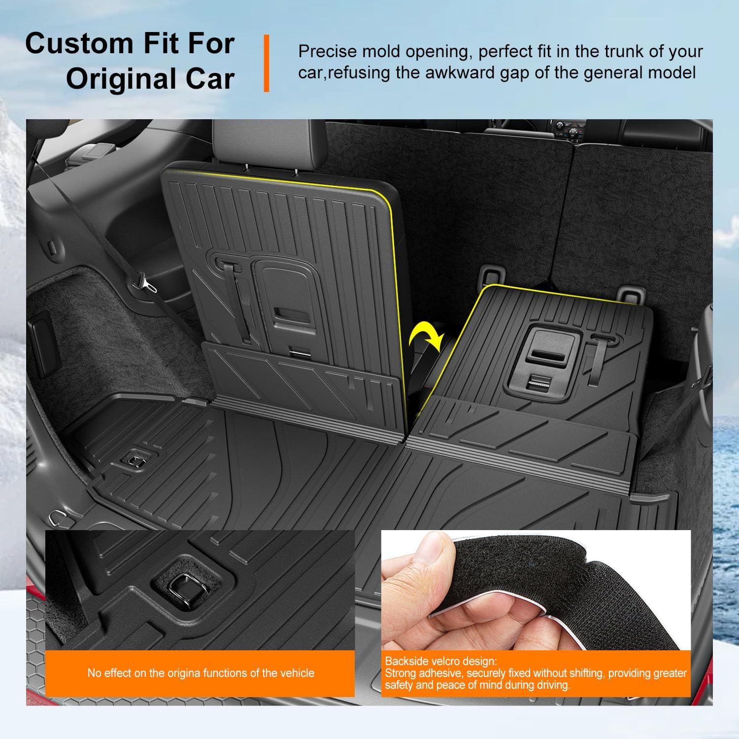 powoq Floor Mat Compatible with 2016-2026 Dodge Durango 7 Seats Trunk Liner 3rd Backrest Mat Replacement for 2016-2026 Dodge Durango Accessories (Trunk Mat+3rd Backrest Mat+7 Seats Floor Mat)