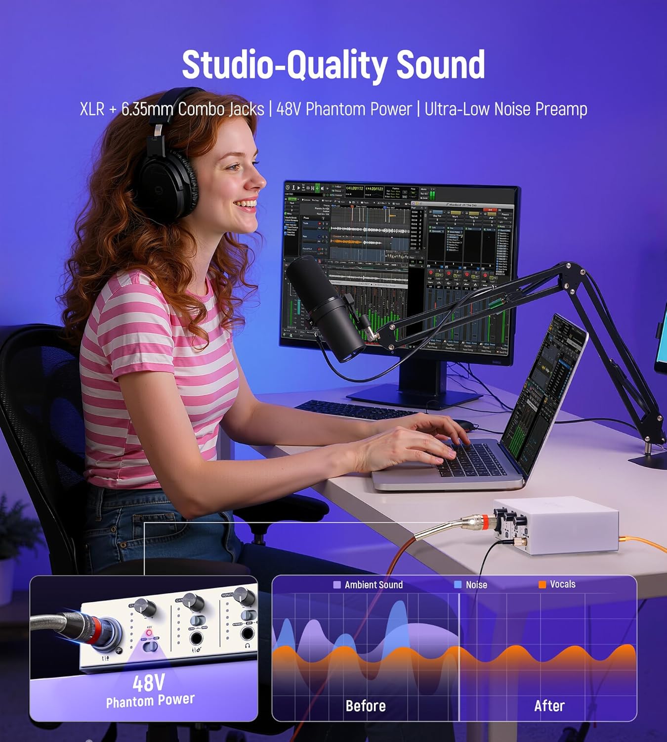 Synido Wireless USB C MIDI Controller Keyboard 25 Keys Rechargeable with 8 Velocity RGB Pads and Live Solo USB C Audio Interface for Recording Music, Streaming, Podcasting