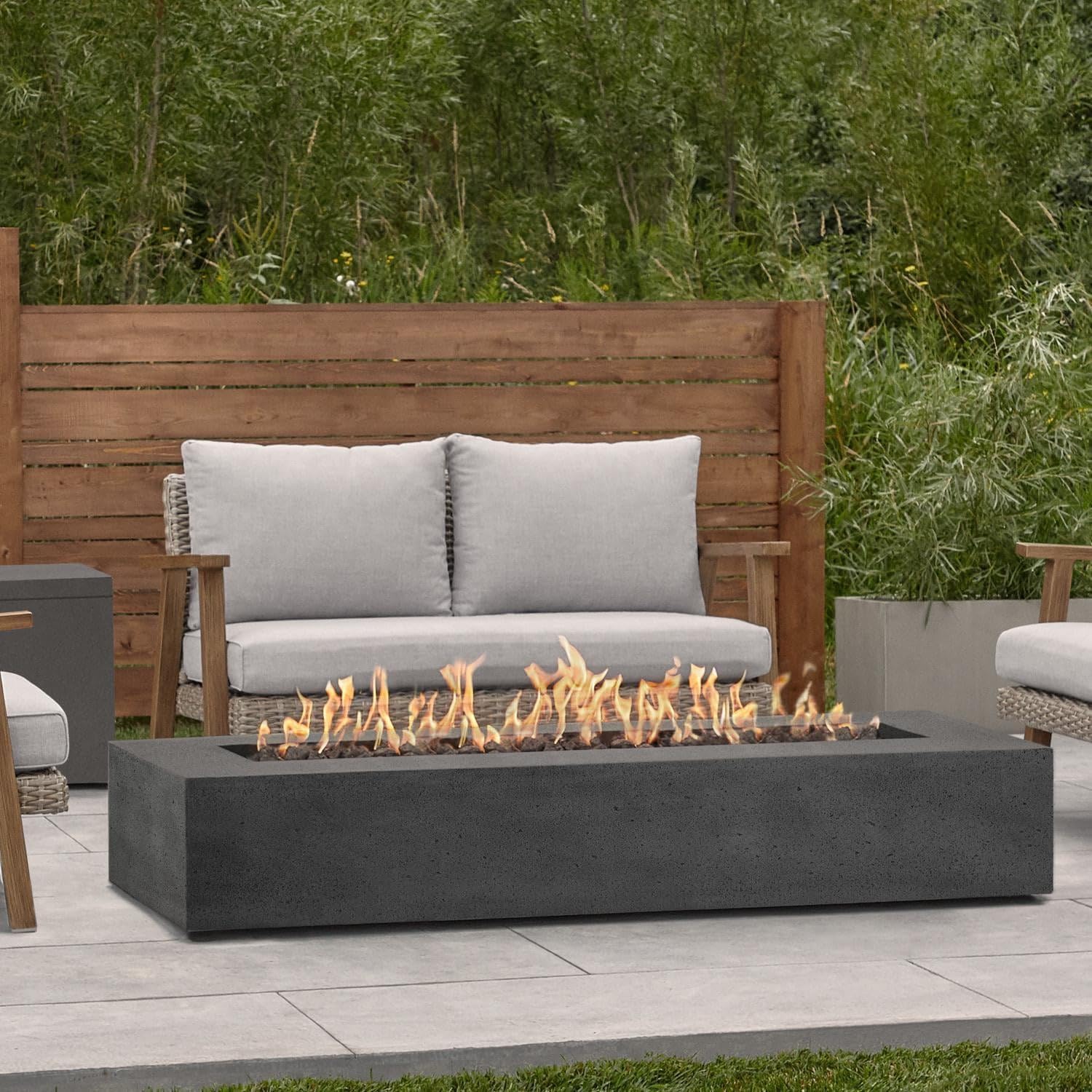 BBQGuys Signature La Valle 72-Inch Rectangle Propane Fire Table - Carbon - 1591LP-CBN