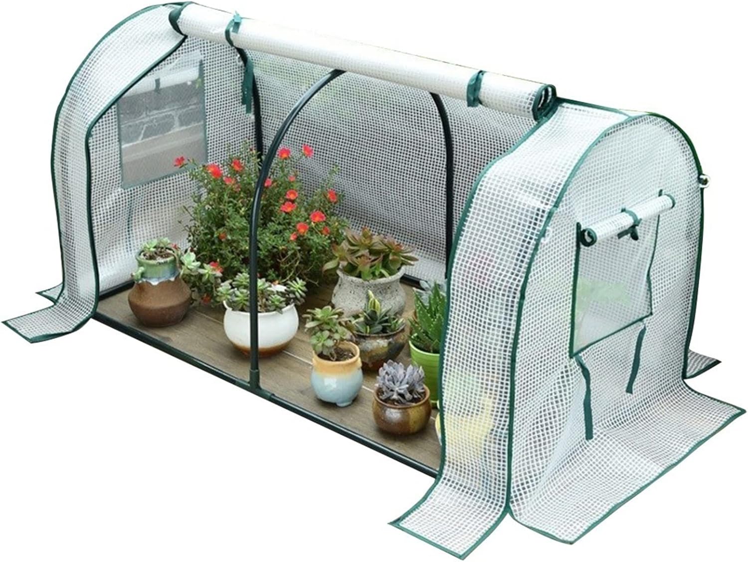 Garden Greenhouse with PE Cover Removable Plastic Tomato Growhouse, Multipurpose Plant Shelter for Backyard Patio, 120x60x60cm (Color : White)