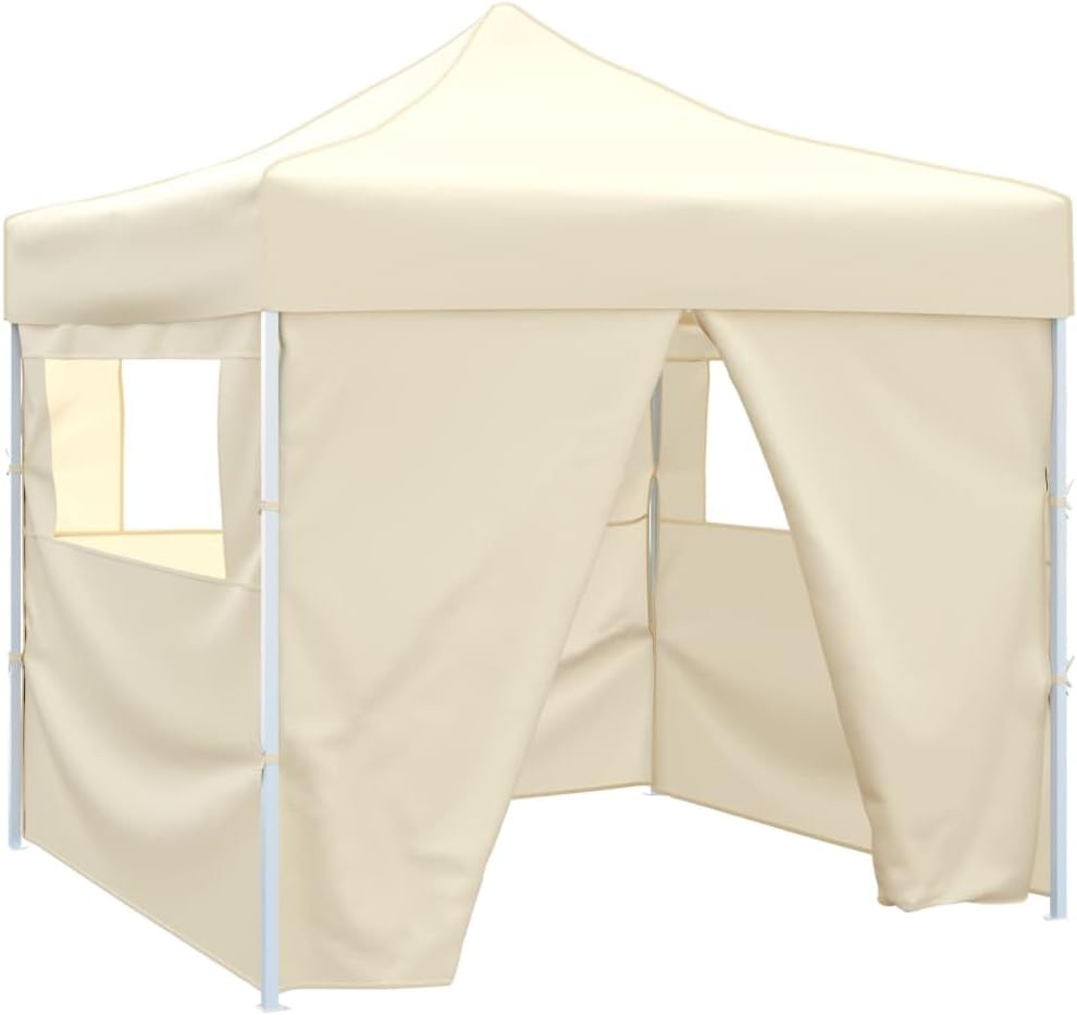 Outdoor Canopy Tent Party Tent Cream Foldable Tent 9.8'x9.8' with 4 Walls Tent with UV Protection and Waterproof Fabric