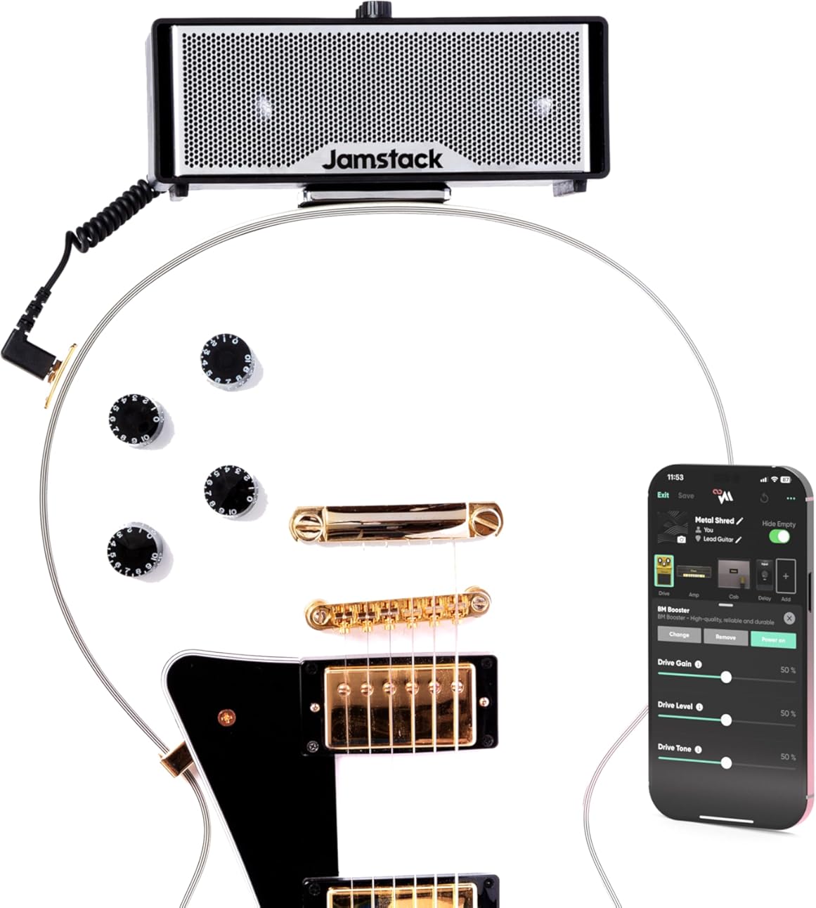 Jamstack 2 Premium 30W Portable Wireless Smart Guitar Amp & Bluetooth Speaker with App for Playing Guitar Recording or Performing at Home or Travel