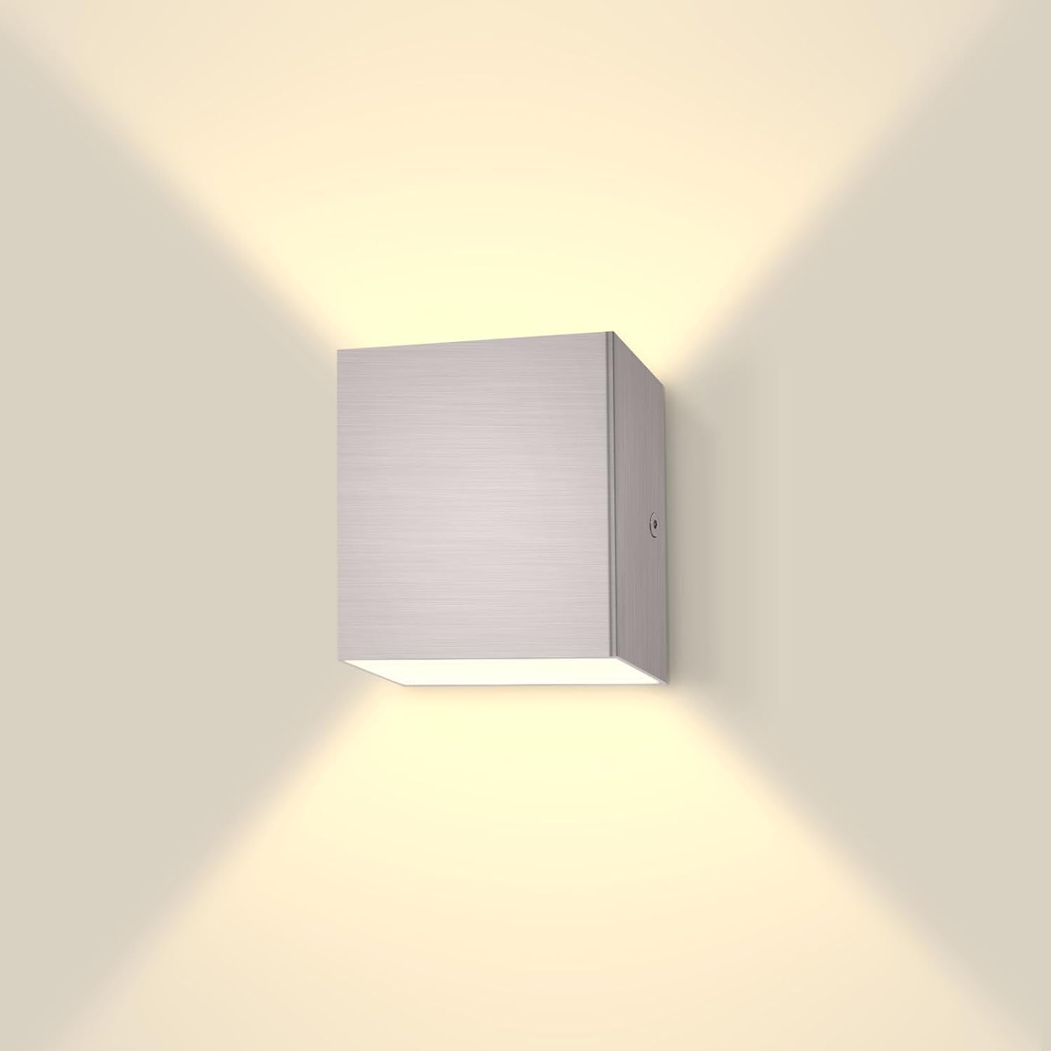 LUXRITE Square LED Up and Down Wall Sconce, Metal, 5CCT 2700K | 3000K | 3500K | 4000K | 5000K, Modern Indoor and Outdoor Wall Light, 15W, 1000LM, IP65 Waterproof, ETL Listed - Brushed Nickel