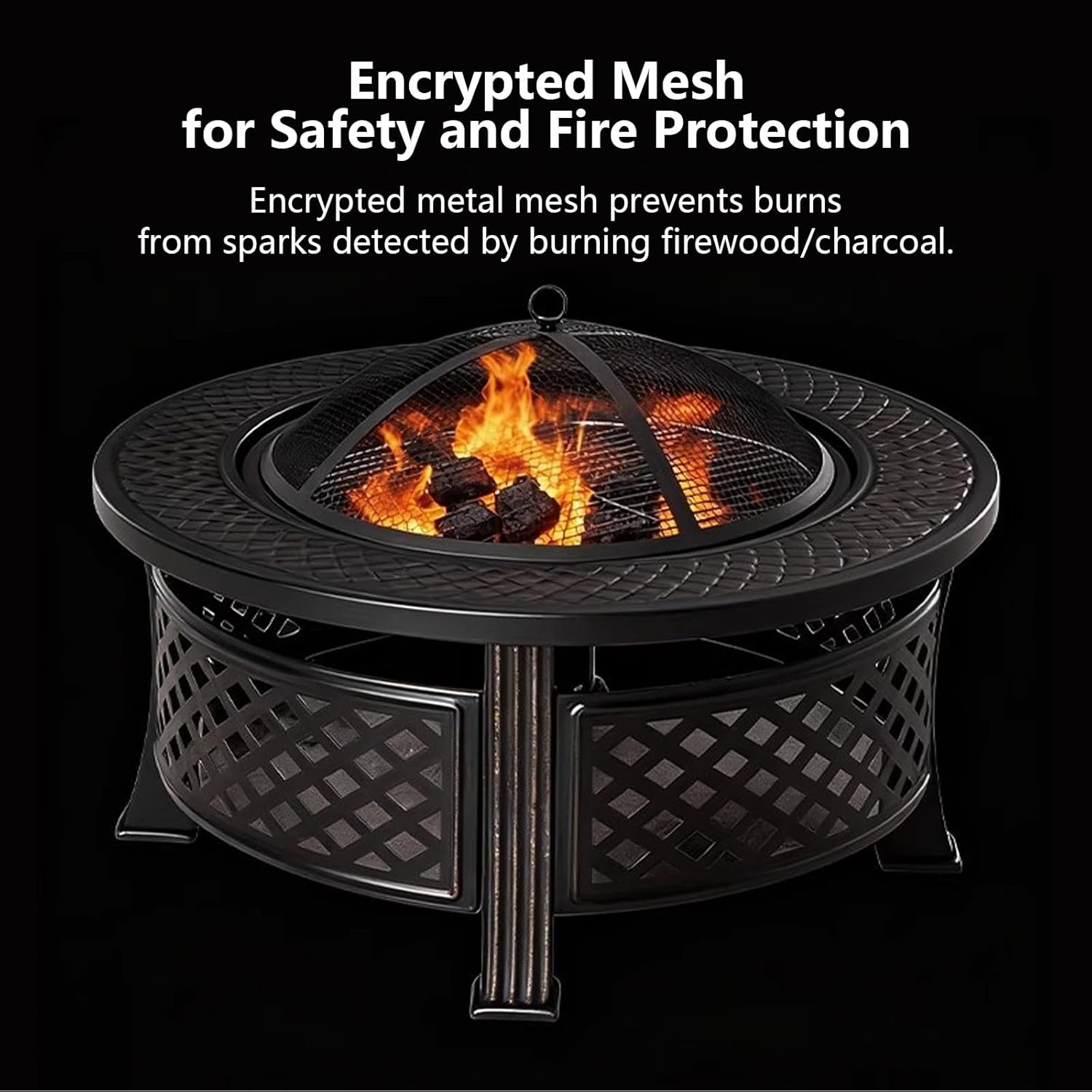 Fire Pit with Grill Large Firepit Table Outdoor Firepit for Yard Patio Bonfire Camping Picnic Party