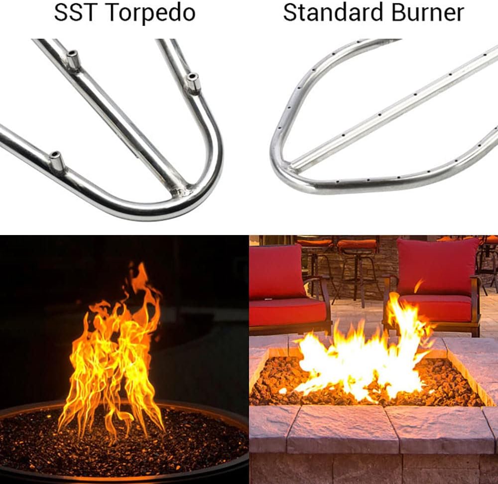 HPC Fire Push Button Flame Sensing Gas Fire Pit Kit (TOR-PENTA18FPPK-FLEX-NG), 18