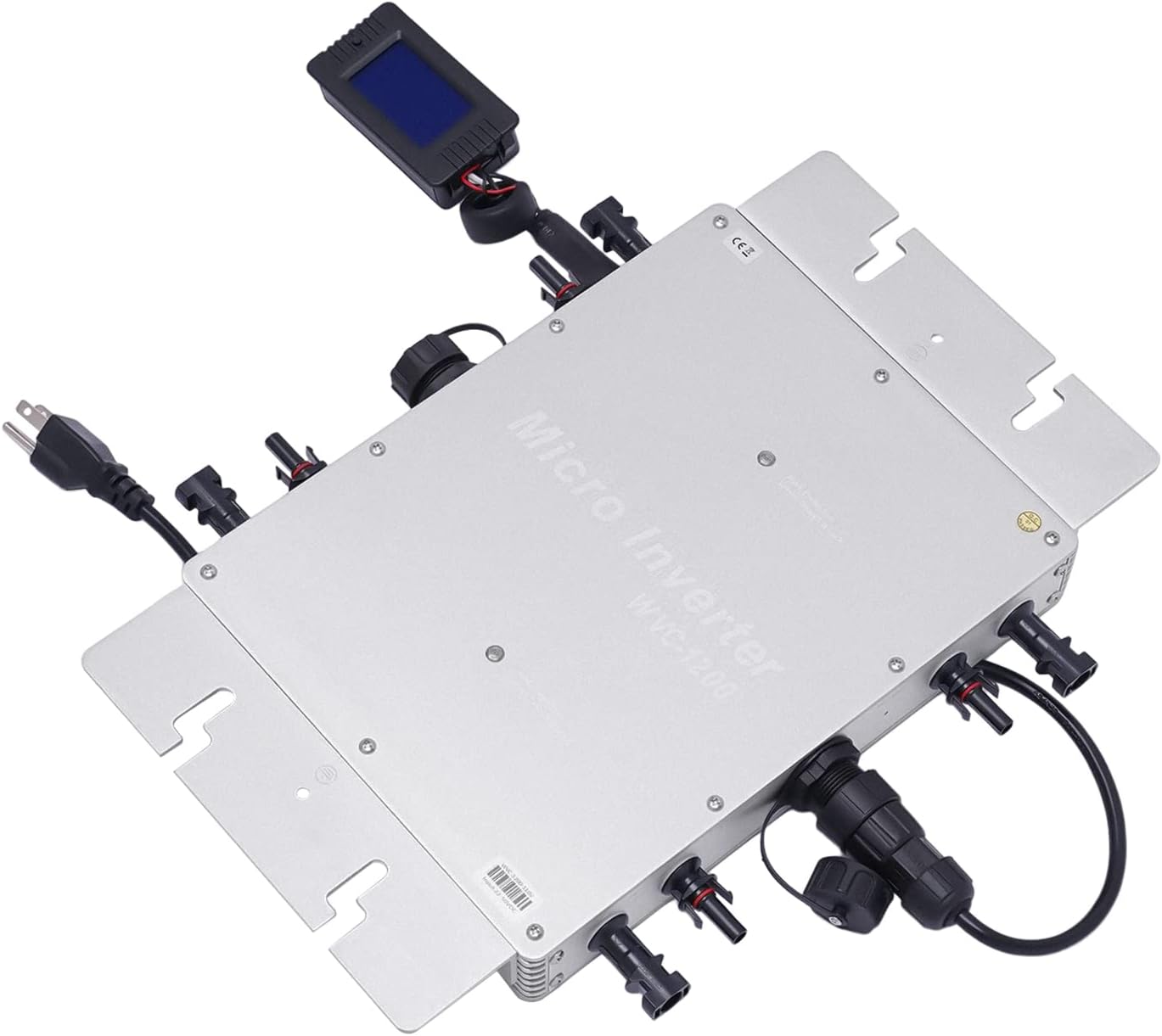 1200W Solar Grid Tie Micro Inverter, Waterproof IP65 Micro Inverter with AC Data Monitoring Display LCD Screen Pure Sine Wave Inverters for 30V/36V Solar Panels 8.27x14.72x1.57 inch