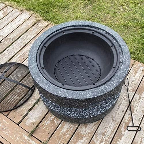Fire Pits Outdoor Wood Burning Fire Pit Tables for Outside Patio, Fire Pit Bowl, with Heat-Resistant Coating, BBQ Net, for Outdoor Camping Patio with Cover BBQ Cooking for Outside Camping Backyar