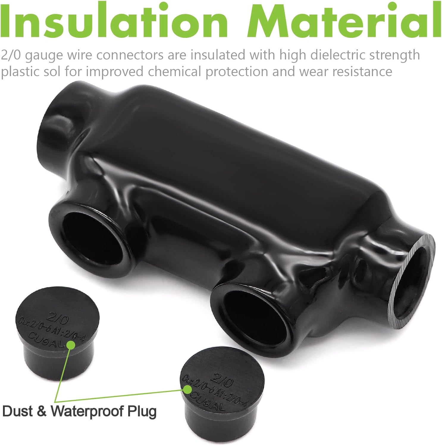 1/0 Gauge Wire (40ft) Copper Clad Aluminum CAA Car Amplifier Power & Ground Cable 2/0-6 Gauge Wire Connectors Aluminum to Copper Polaris Connectors Insulated Inline Splice Connector