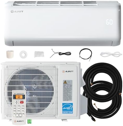 Albott Mini Split Air Conditioner Heat Pump, 12000 BTU 22 SEER2 115V, Energy Star, Remote Control for Rooms up to 450 Sq.Ft, Wall Ac Unit with 14.8ft Installation Kit, White