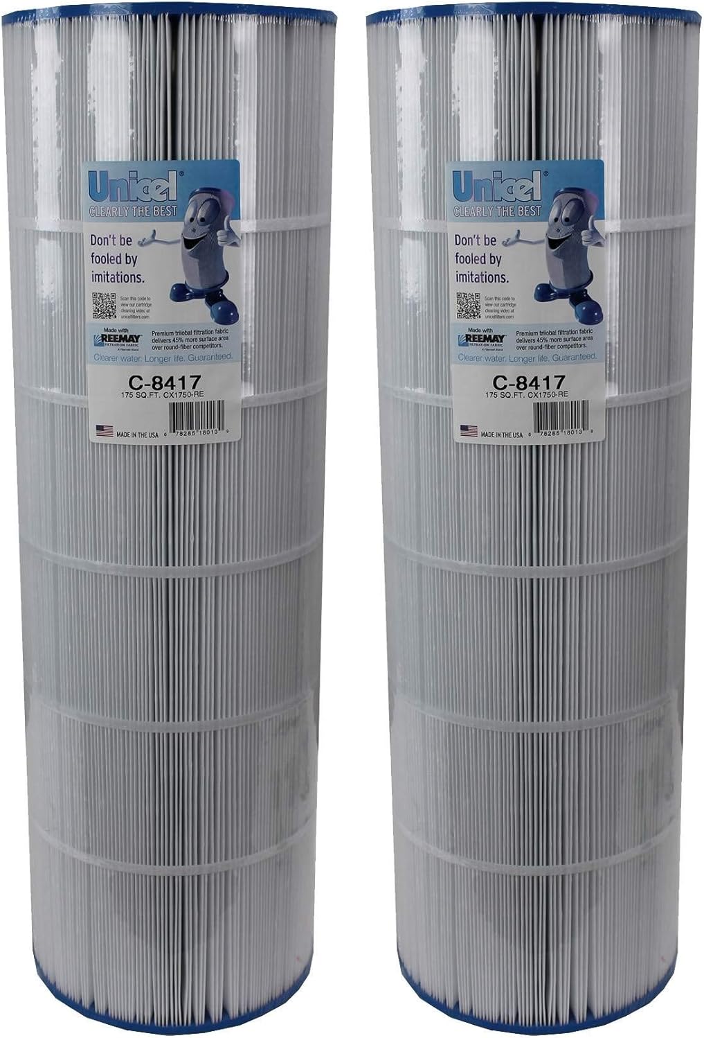 Unicel C-8417 175 Square Foot Media Replacement Pool Filter Cartridge with 202 Pleats, Compatible with Hayward Pool Products and Waterway (2 Pack)