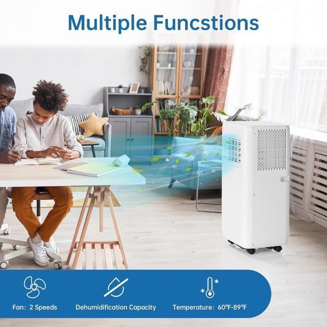 Portable Air Conditioner 10,000 BTU - Dehumidifier & Cooling Fan for 350-450 Sq Ft Rooms, Includes Portable AC Unit Window Kit for Bedrooms Office Home(ASHRAE-rated)