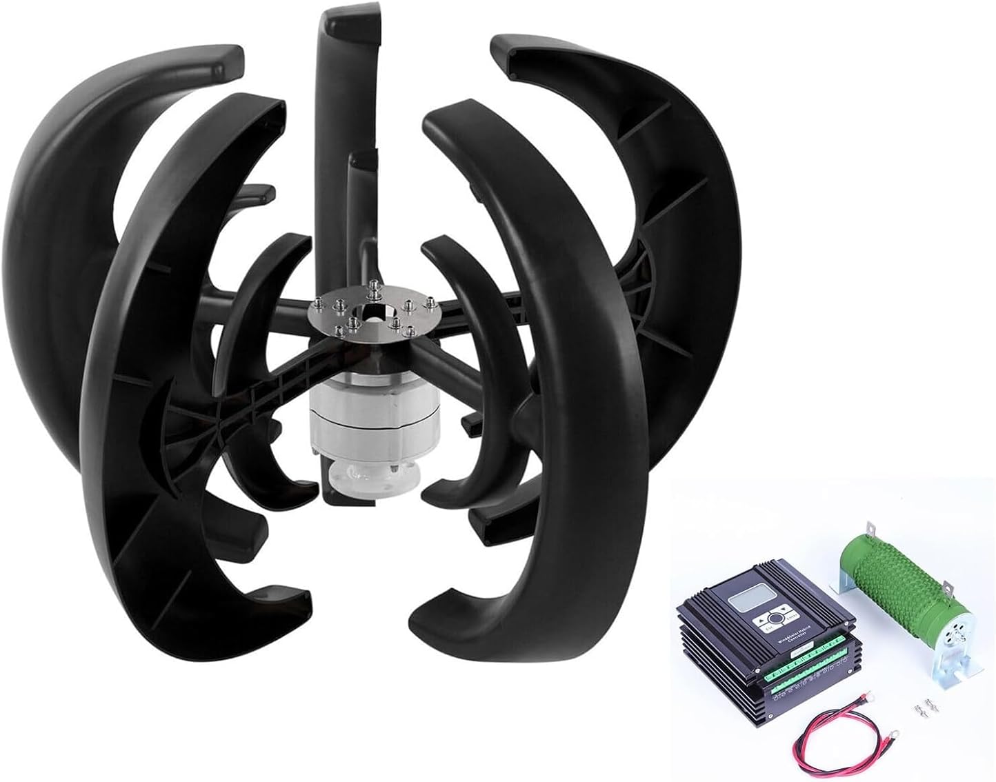 CAJUCA 8000W Wind Turbine Generator+MPPT Controller Lantern Vertical Low Wind Speed Starts Home Street Lights 5 Blades Wind Power Generator Kit