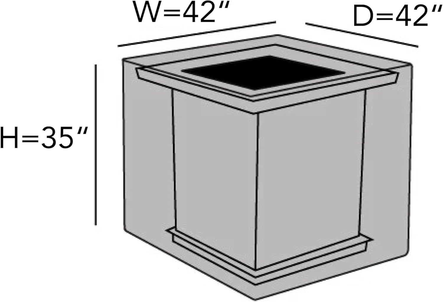 Covermates Ultima Square Fire Pit Cover – Waterproof Heavy-Duty Outdoor Protection with Ripstop Polyester, Mesh Air Vents & Secure Buckle Straps, Square 42W x 42D x 35H, Ripstop Grey