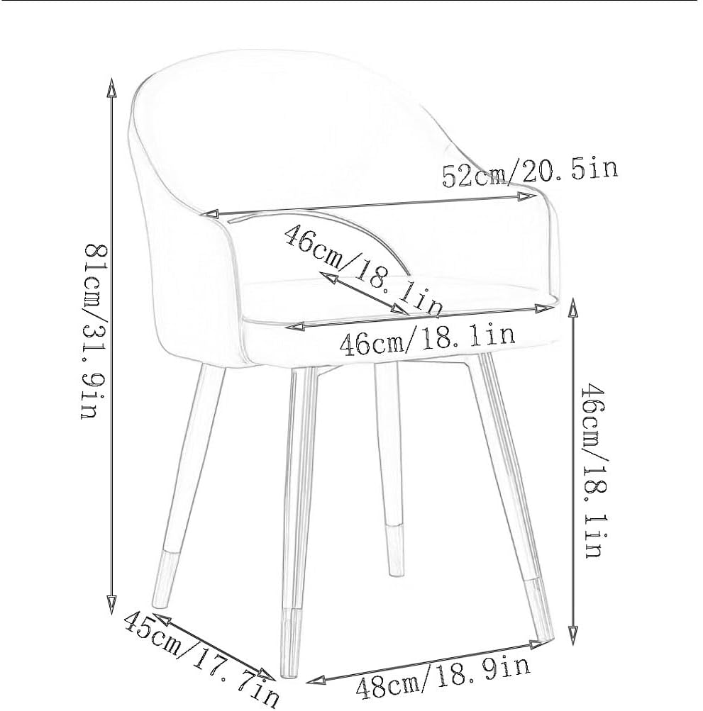 WKWKW Kitchen Set of 4 Modern Dining Chairs Wear Resistant Leather Kitchen Living Dining Room Accent Arm Chairs Carbon Steel Legs Office Lounge Chair(Yellow+Grey)