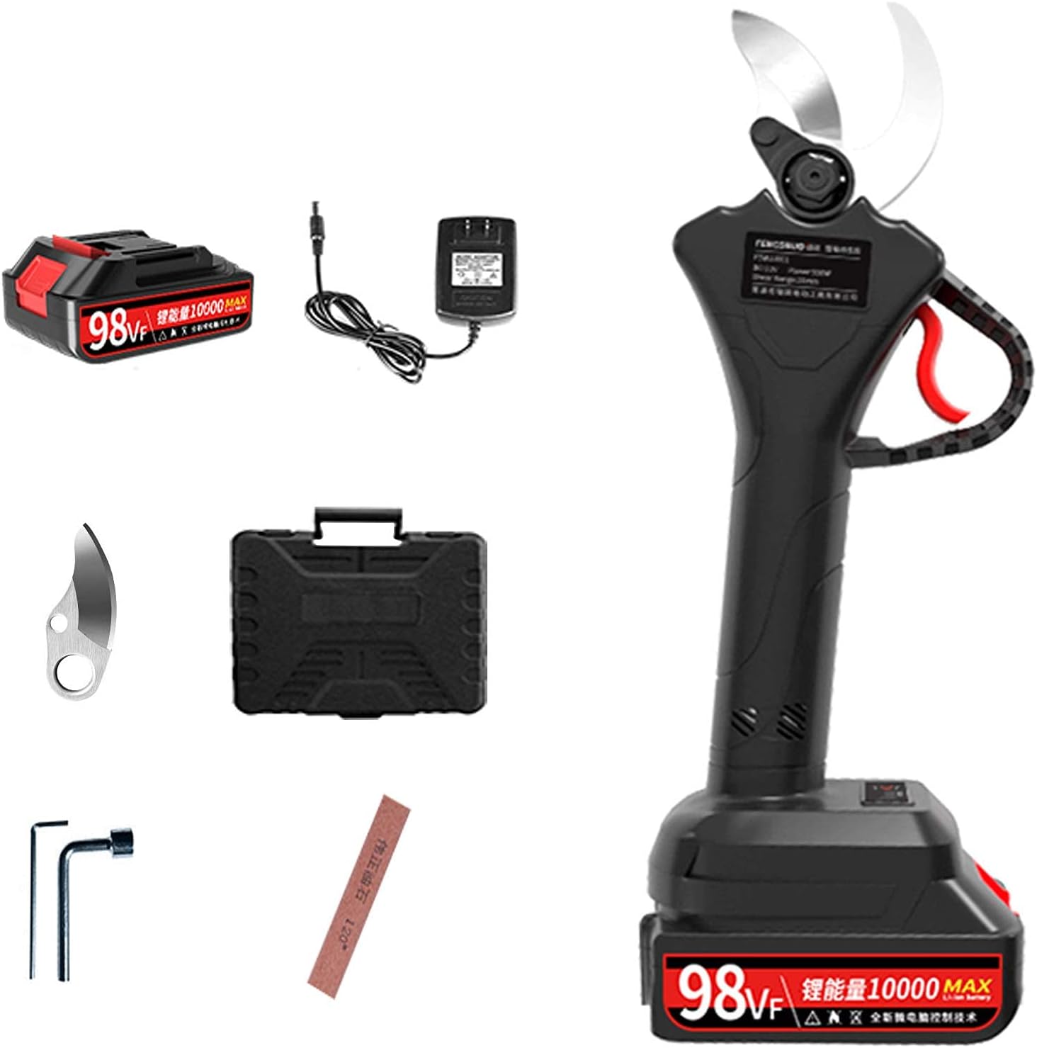 Electric Pruning Shears Cordless with 21V Rechargeable Battery,28-33mm cutting diameter scissors and extension rod, Cordless Electric Secateur (3.3cm