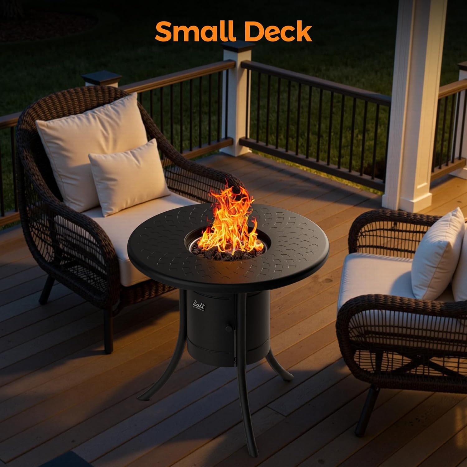 BALI OUTDOORS Dual 1-Pound Propane Fire Pit Outside, 26 inch Outdoor Fire Pit Black, Round Firepit Table for Outside Patio