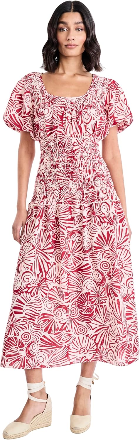 Women's Short Sleeve Scoop Neck A-Line Midi Dress - Casual Summer Day Dresses - X-Large