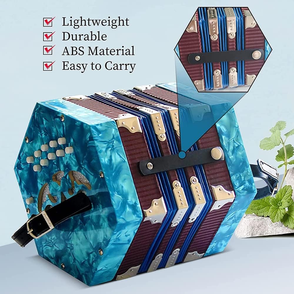 20-Button Concertina Accordion, Solid Wood Concertina With Carrying Bag And Adjustable Hand Strap, For Kids Adults Beginner Daily Practice Stage Performance