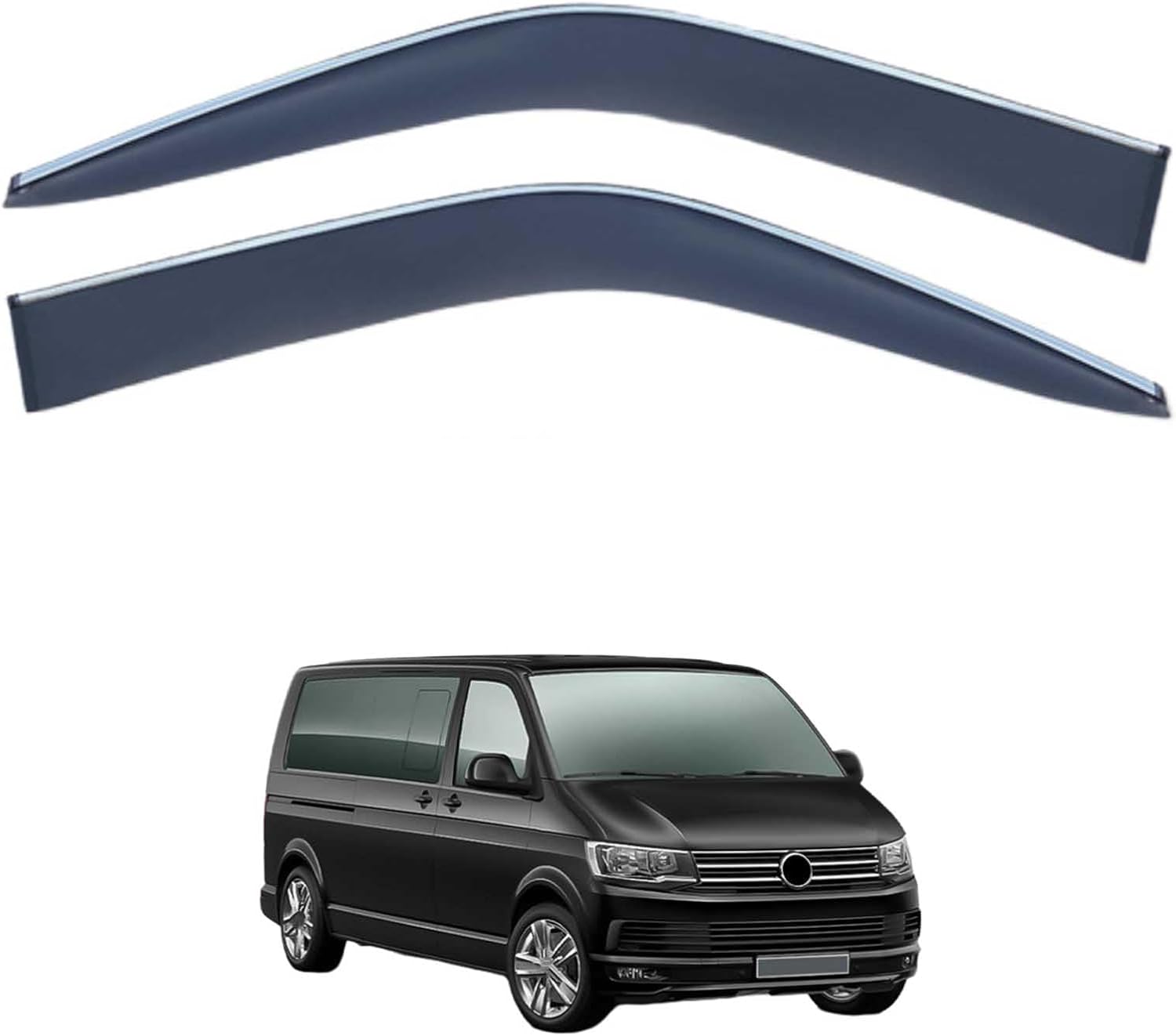 Window Deflectors for VW Multivan MK1 2003-2021, Sun Rain Guard Window Visors Vent Shades with Bright Stripes Car Accessories