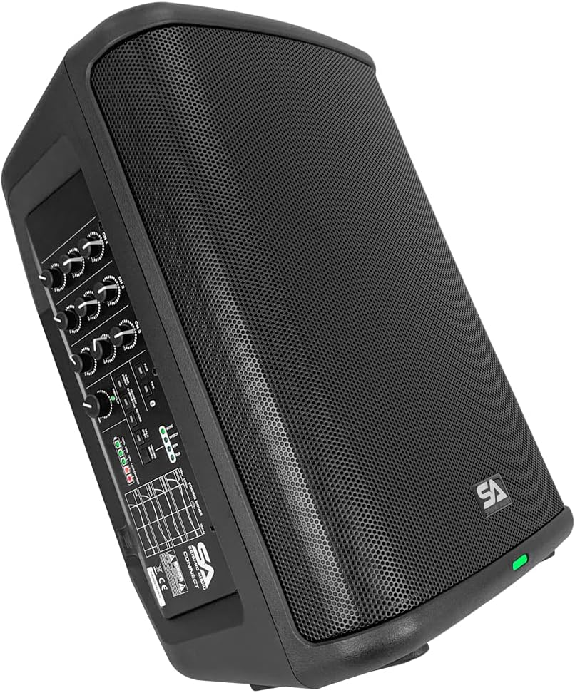 Seismic Connect - Portable Powered 8 Inch 2-Way Rechargable PA Speaker - Class D Amp | TWS Connectivity | DSP | All-in-One PA System
