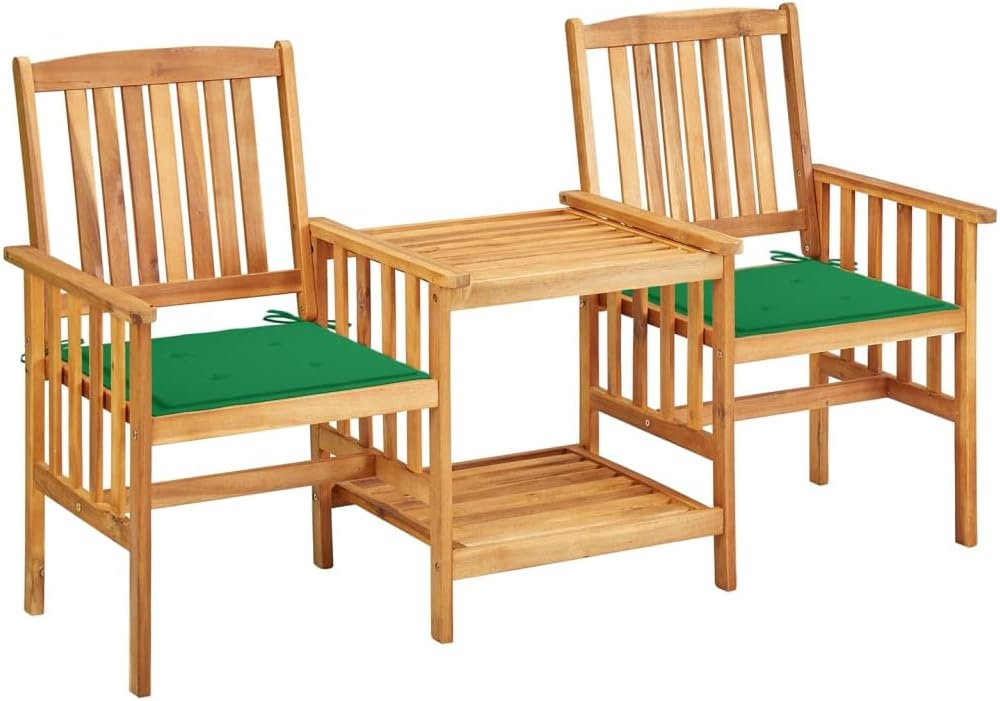 Patio Set Patio Chairs with Tea Table and Cushions Solid Acacia Wood