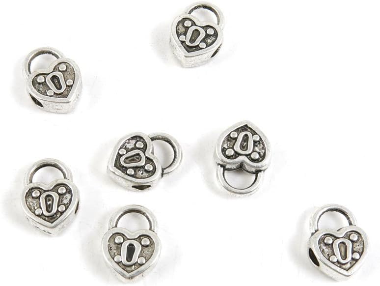 690 Pieces Antique Silver Tone Jewelry Making Charms Findings Fashion Wholesale Supplies Pendant Lots Bulk Supply B7PM0L Lock of Love Loose Beads