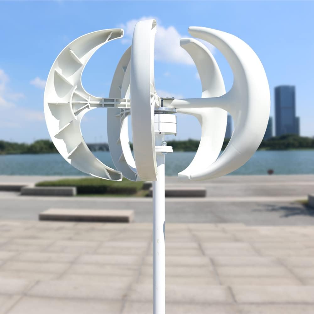 Wind Turbine, 1000W Vertical Wind Turbine 12v 24V Vertical Axis Wind Generator Small Windmill Free Energy with MPPT Charging Controller(White,MPPT Controller_12V)