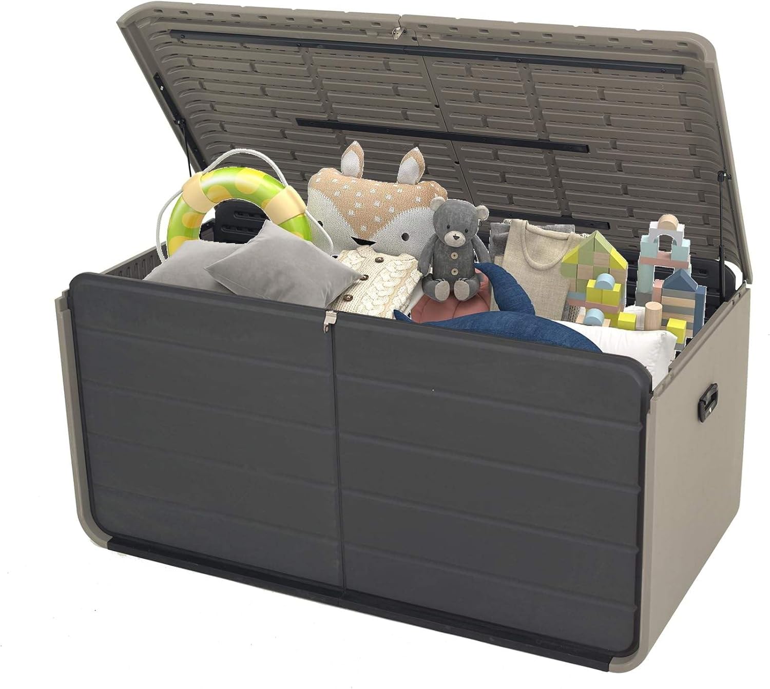 GOWE Resin Deck Box 160 Gallons, Large Heavy-Duty Outdoor Storage Box, Lockable & Waterproof Patio Outside Storage Box for Patio Furniture, Tools, Pool Supplies