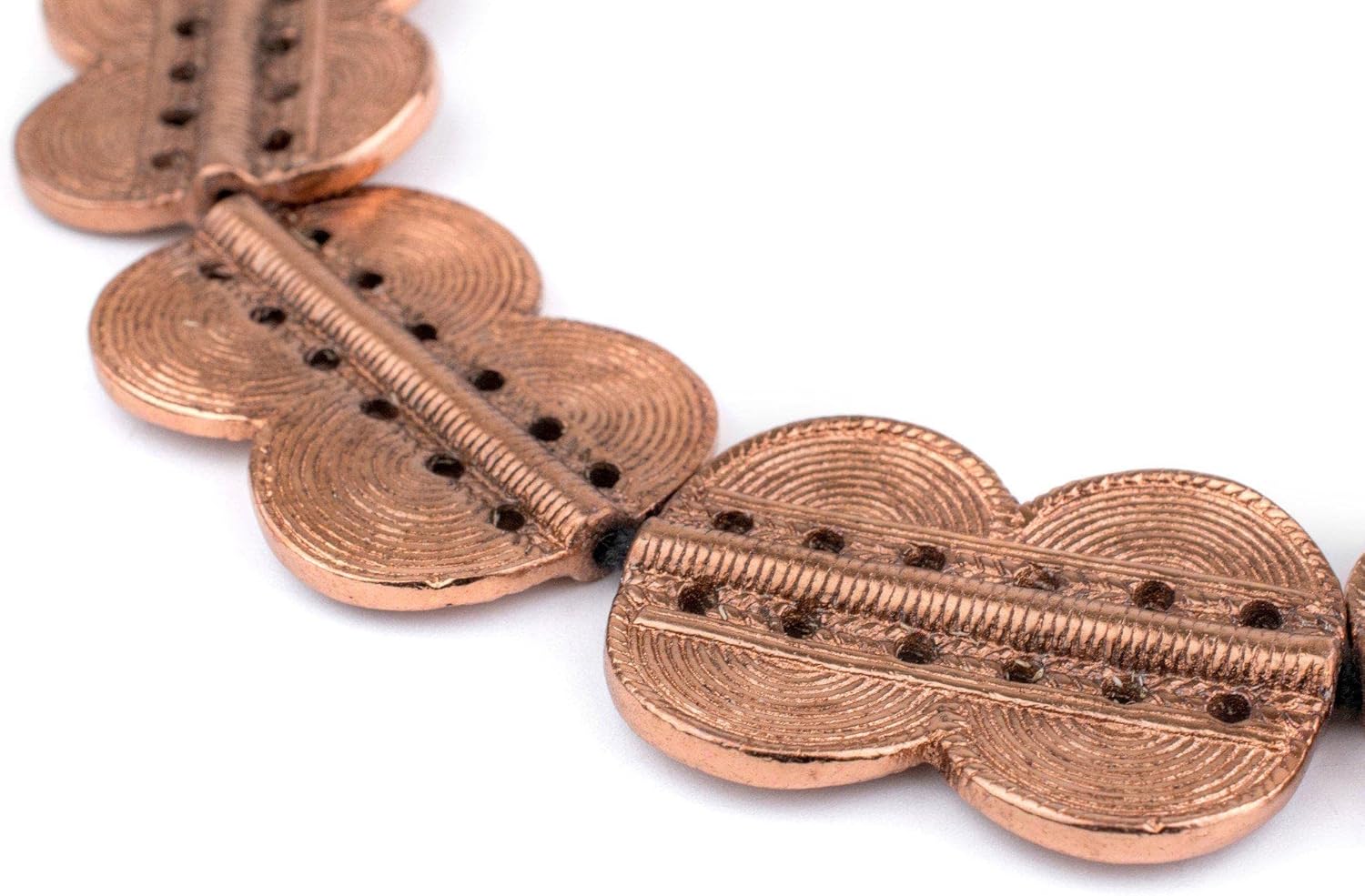 The Bead Chest Copper Baule Beads, African Tribal Brass-Plated Flat Tabular Ethnic Ivory Coast Jewelry Making Supplies for Necklaces and Bracelets