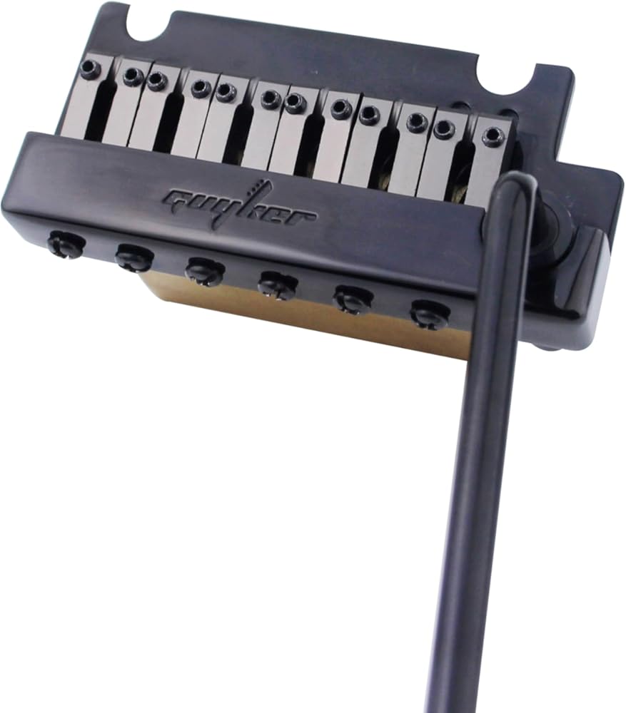Guyker Guitar Tremolo Bridge String Spacing 10.8MM with Brass Saddle and Brass Block & Bridge Stud, Spring and Claw, Pop-In Vibrato Bar, Complete Install Kit, GG1009 Black
