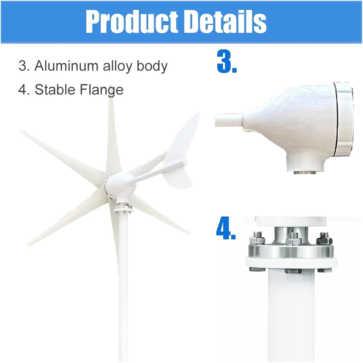 High Efficiency 3000W Windmill Horizontal Axis Wind Turbine Generator Home Appliance Generators Wind Power Generator Low Starting Speed for Home(with MPPT Charger,24V)