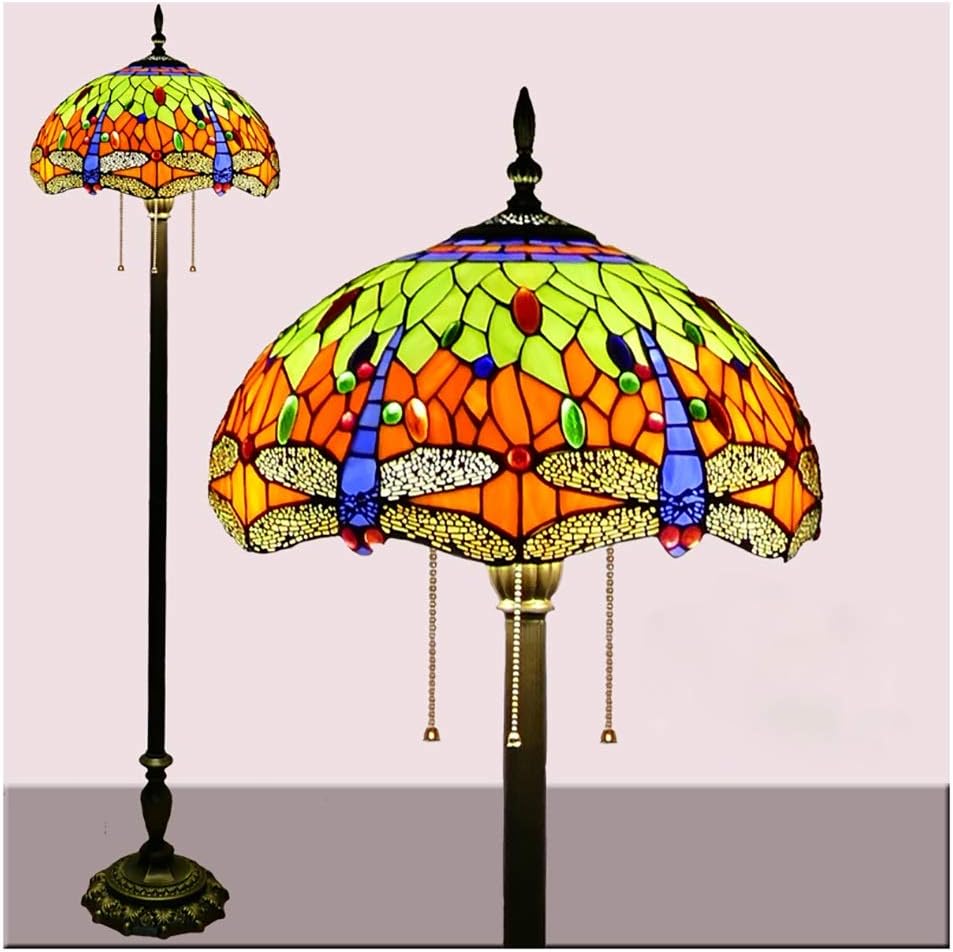 Floor Lamp Standing Lamp for Bedroom Floor Lamp Stained Glass 3 Lights Antique Base for Living Bedside Reading Bedroom Coffee Gifts (Color : B)