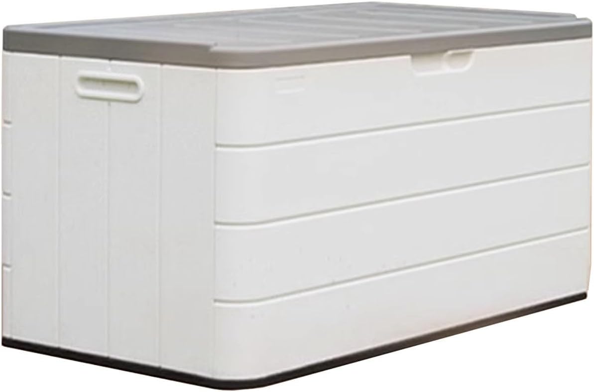 Large Outdoor Storage Bins with Lids Waterproof Deck Boxes Outdoor Storage Cabinet Plastic Patio Storage Box Delivery Boxes for Outside Easy to Assemble(White)