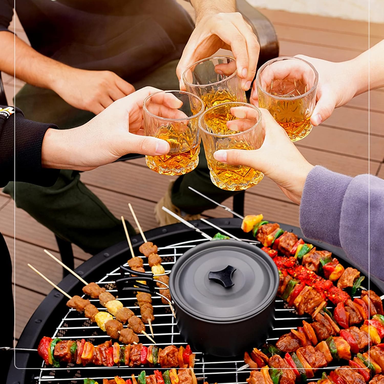 Firebowl Fire Pit Outdoor Heaters Wood Burning Backyard Patio Garden Fireplace with Grill Grate - Bonfire Barbecue in The Wild