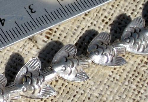 Full Funk Ethnic Thai Karen 97% Silver Beads - Tube Hole Fish - 4 Beads