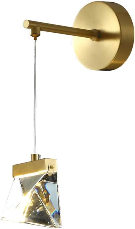 Modern Wall Sconce Crystal Wall Lamp LED Brass Wall Light, Indoor Flush Mount Wall Lamps Copper Bedside Wall Lights for Bedroom Living Room Hallway Lighting Fixtures (Color : Copper)