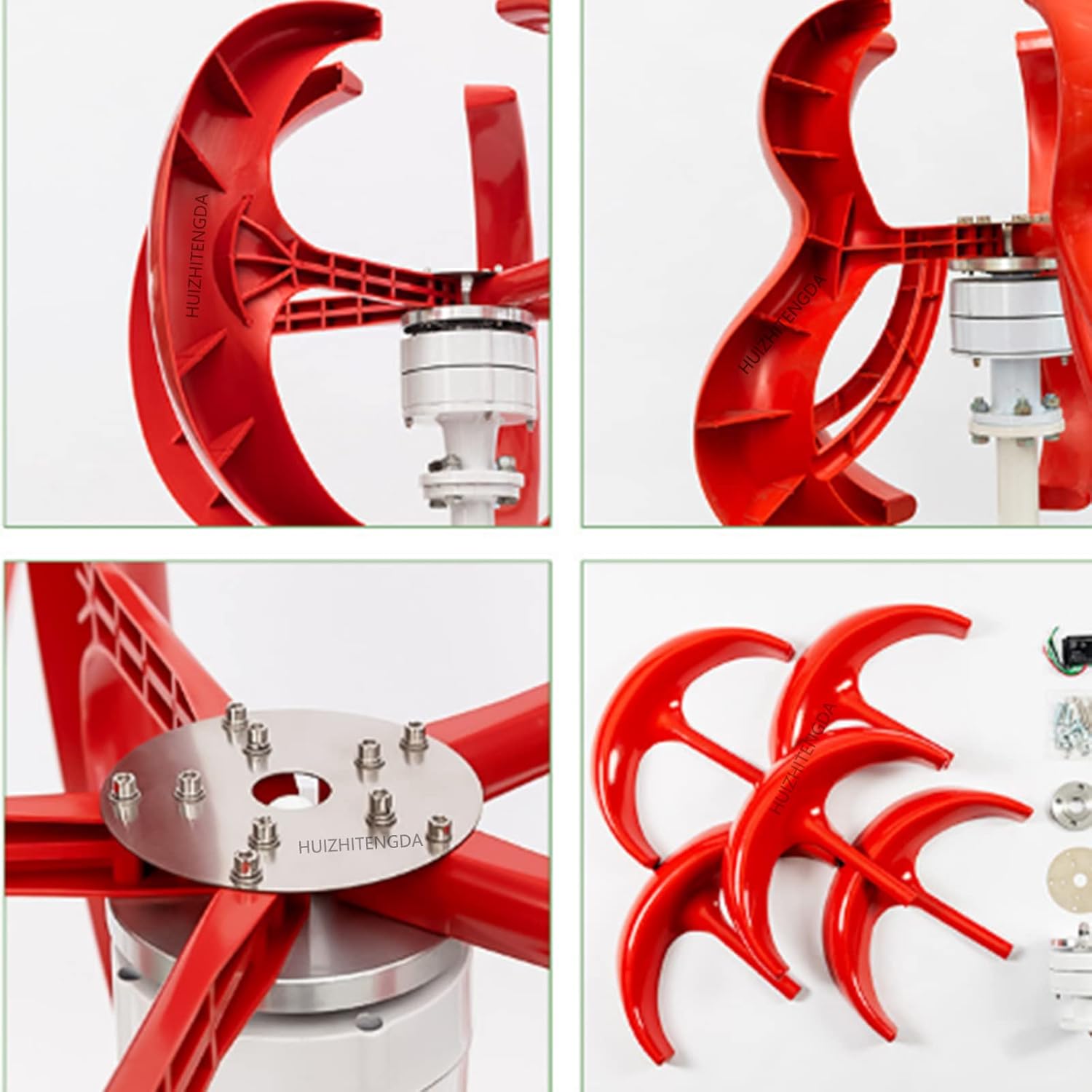 5000W Low Noise Home Vertical Turbine Generator,12V 24V Low RPM Farm Wind Turbine for Home Street Lighting(Red,5 Blades),24v