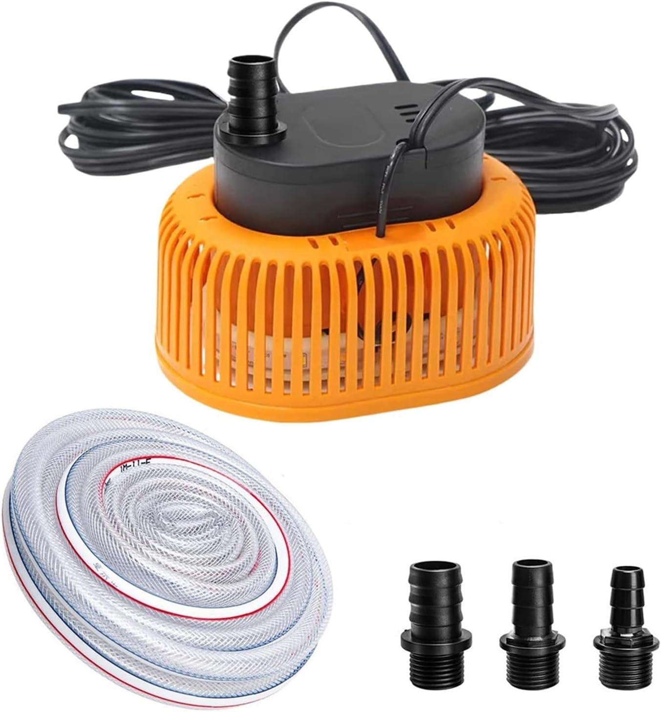 Industrial Water Pressure Diaphragm Pump MultiFunction Swimming Pool Submersible Drainage Pump With Water Hose And Adapter(Orange)