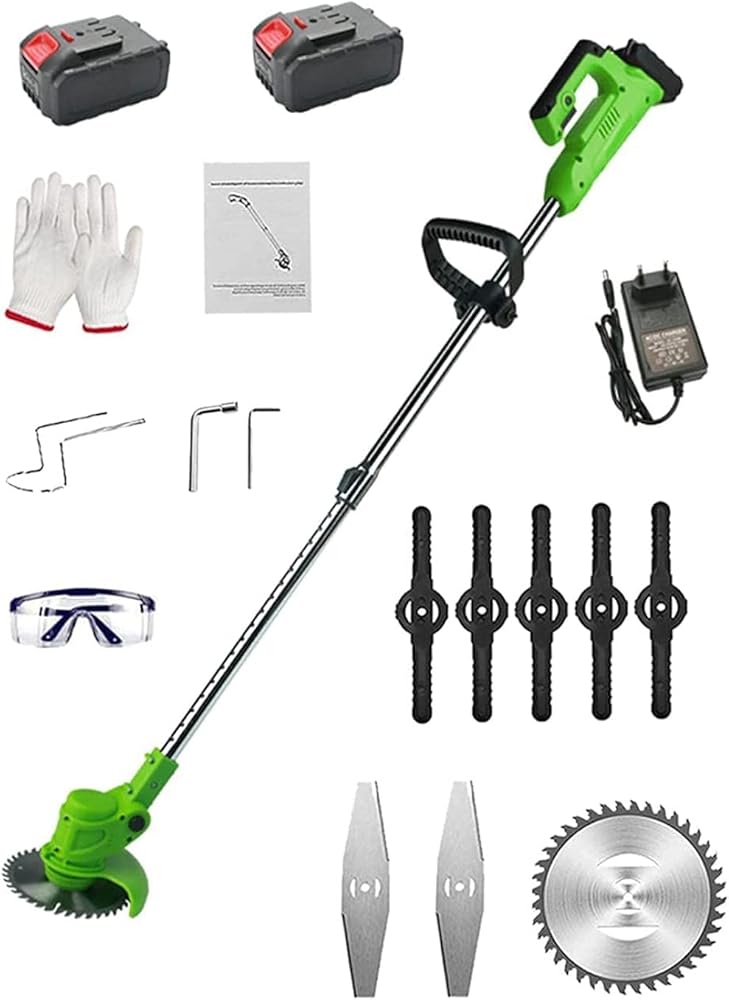 Cordless Lawn Mower Portable Electric Lawn Trimmer Hand Lawn Mower Battery Operated Electric Lawn Adjustable Handle Height for Yard and Garden