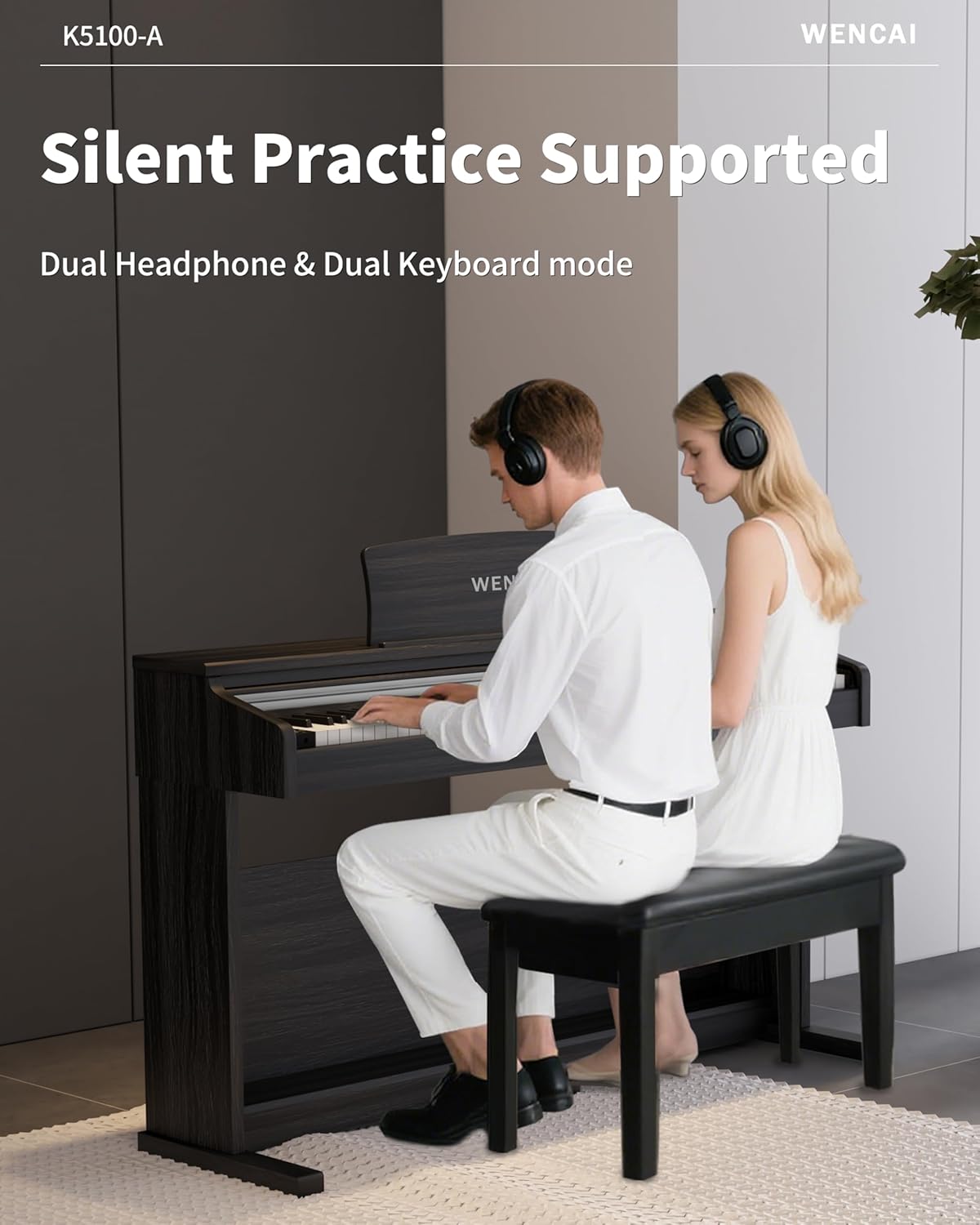 WENCAI 88 Keys Digital Piano Hammer Action Weighted Keyboard Piano, Full Size Upright Electric Piano, Wooden Electronic Piano for Beginner Professional, MIDI-USB Support, 3 Pedals, Black