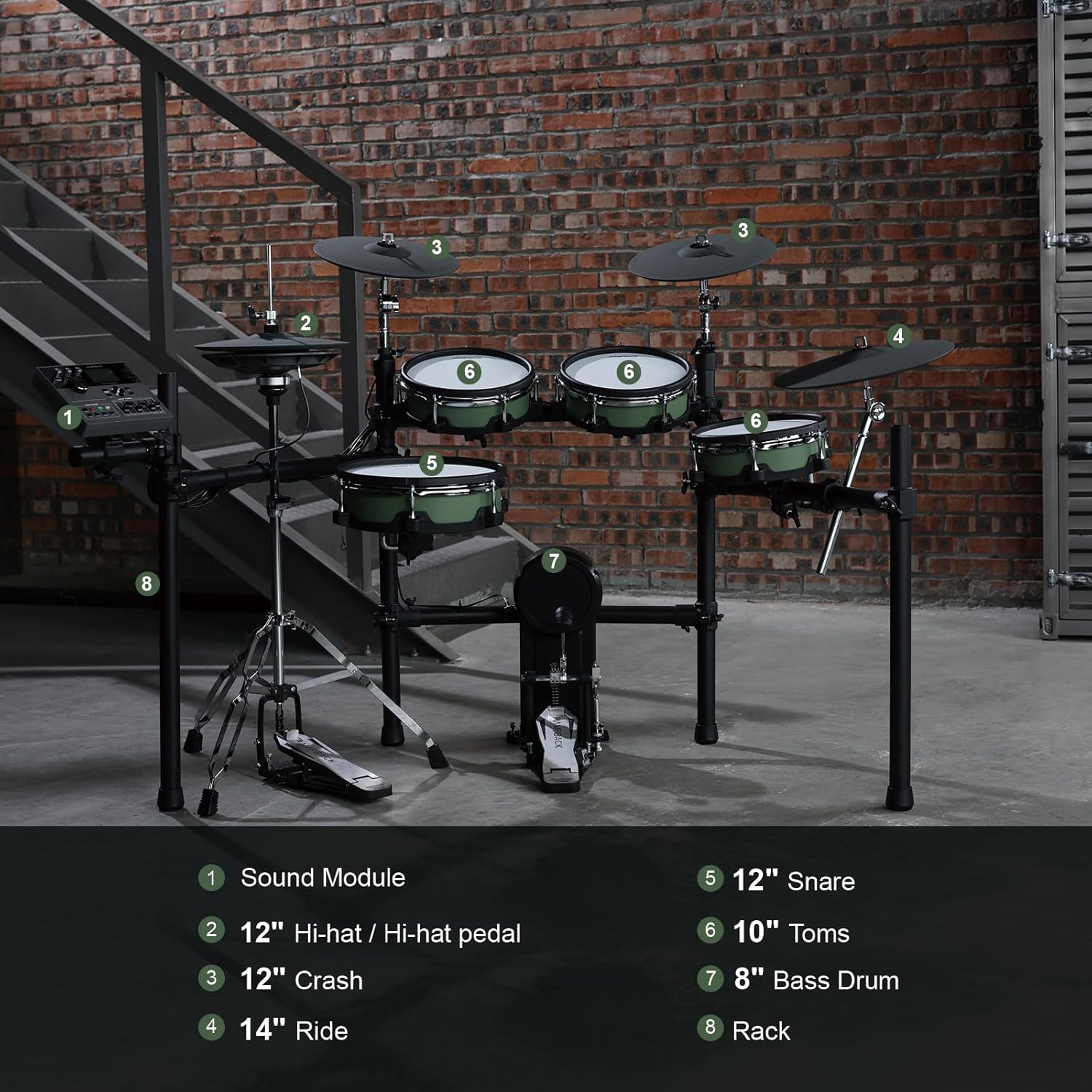 ACE-530 Electric Drum Set with Double Layers Mesh Heads, Choke Cymbal, Independent Hi-hat Stand, Restore Authentic Drum Sound & Percussive Feel, Bluetooth Sound Module, Suit for Professional