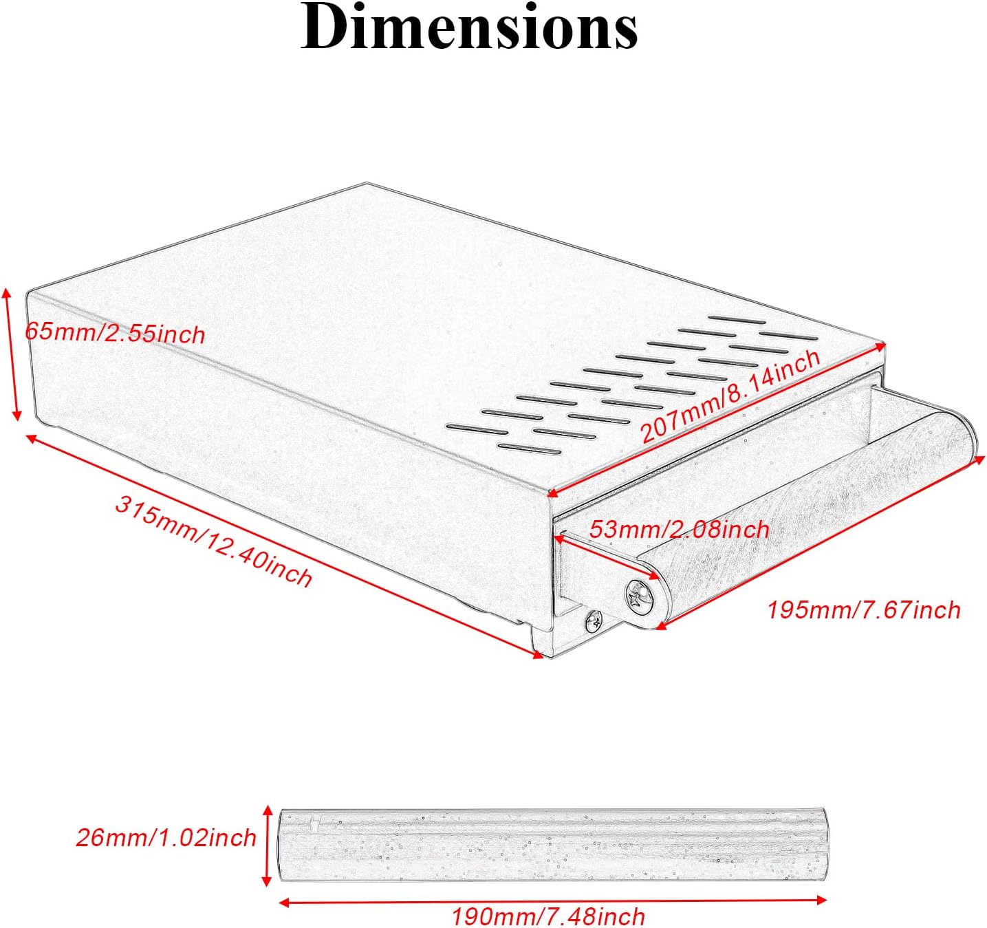 DIBTSA Espresso Knock Box Drawer, Coffee Knock Box with Shock-absorbing Removable Knock Bar and Non-Slip Base, 304 Stainless Steel, Espresso Accessories, 12.4 x 8.14 x 2.55 inch (Silver)
