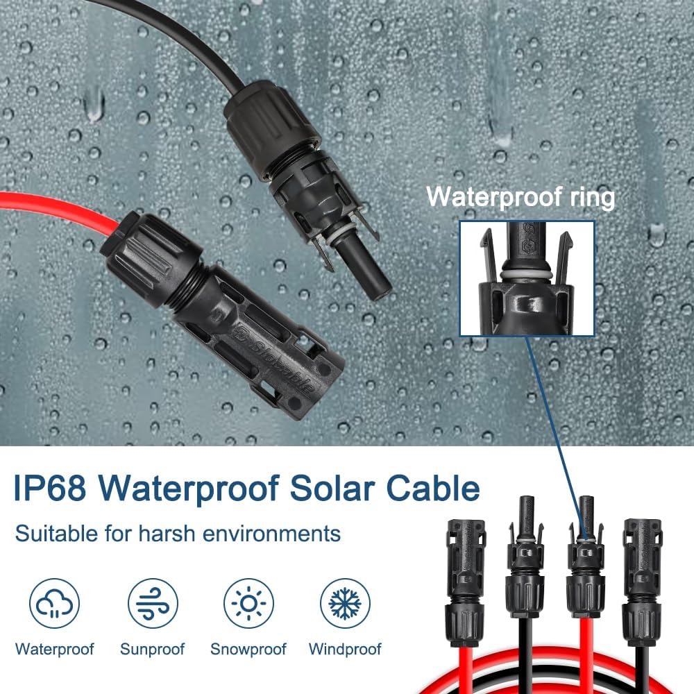 10mm² Solar Panel Connector, 30ft 8AWG Solar Cable with Solar Spanner for RV, Boat, Solar Panels,Car