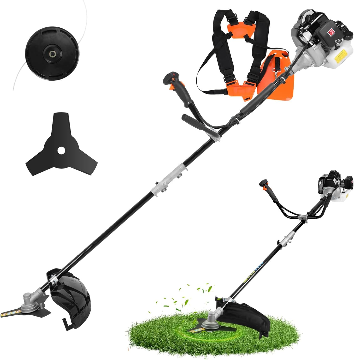 52CC Gas Powered Lawn Mower & Weed Trimmer for Large Yards, High-Power Engine, Easy Start, Durable Brush Cutter, DIY Yard Maintenance, All-Season Use