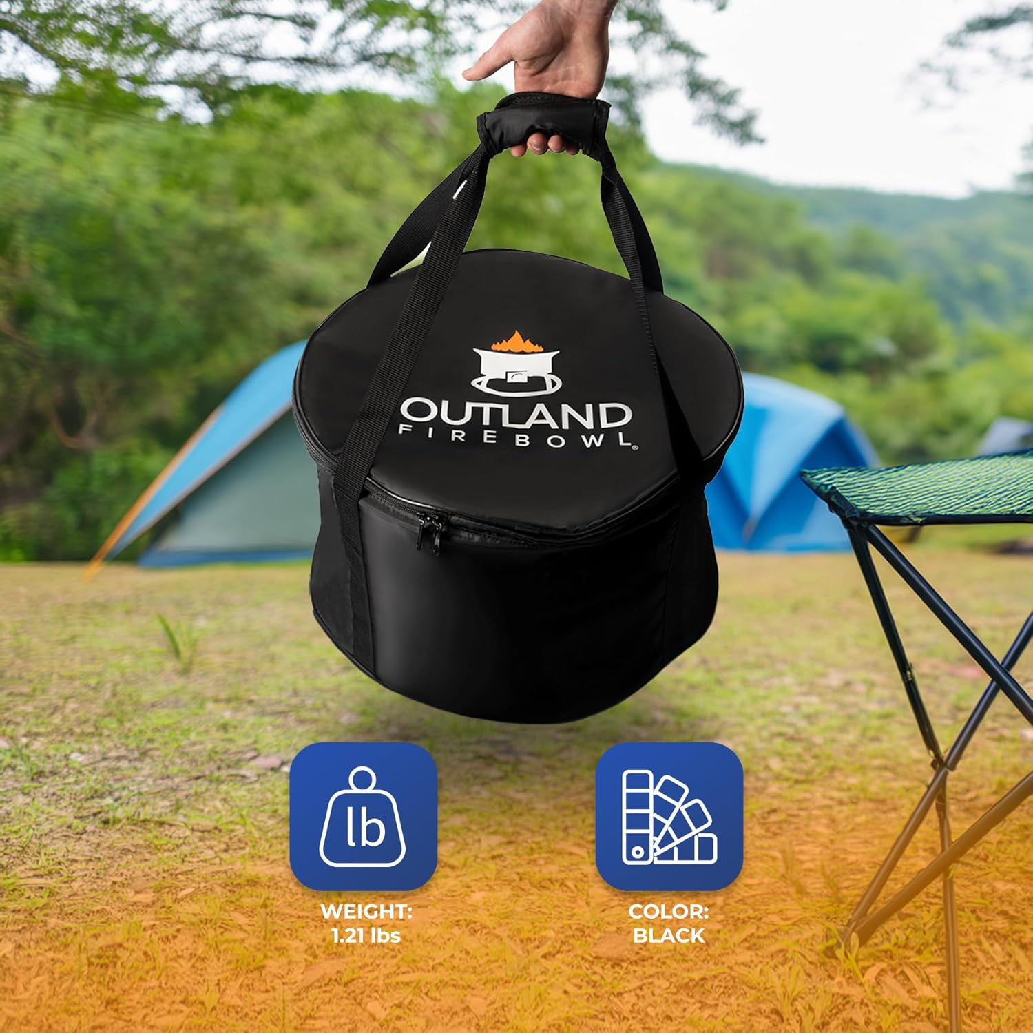 Outland Living 762 UV and Weather Resistant Cypress Fire Pit Carry Bag, Fits 21-Inch Diameter Outdoor Propane Gas, Black