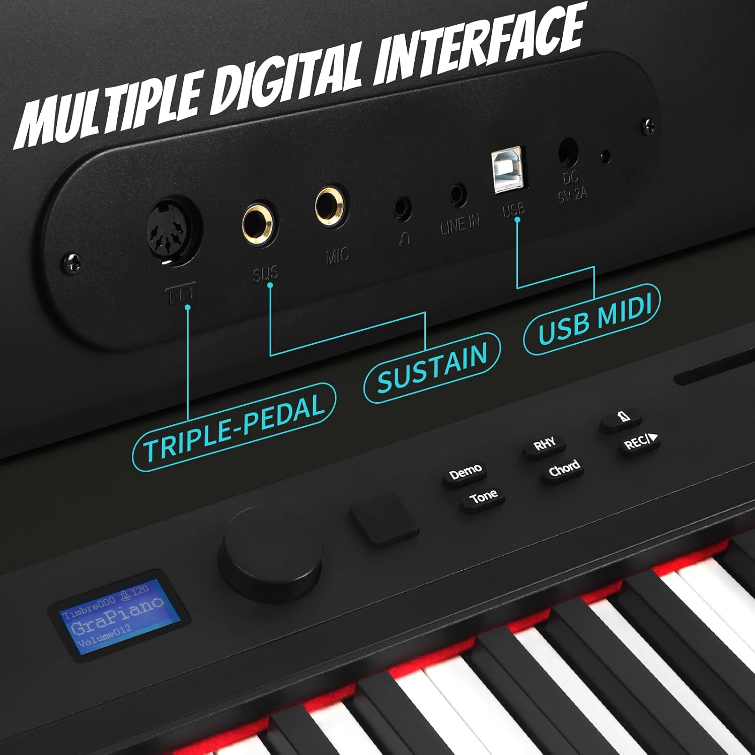 88 Key Weighted Keyboard Piano,Kmise Full Size Heavy Hammer Action Key Digital Piano with Music Stand Pedal MIDI Connecting for Professional Beginner