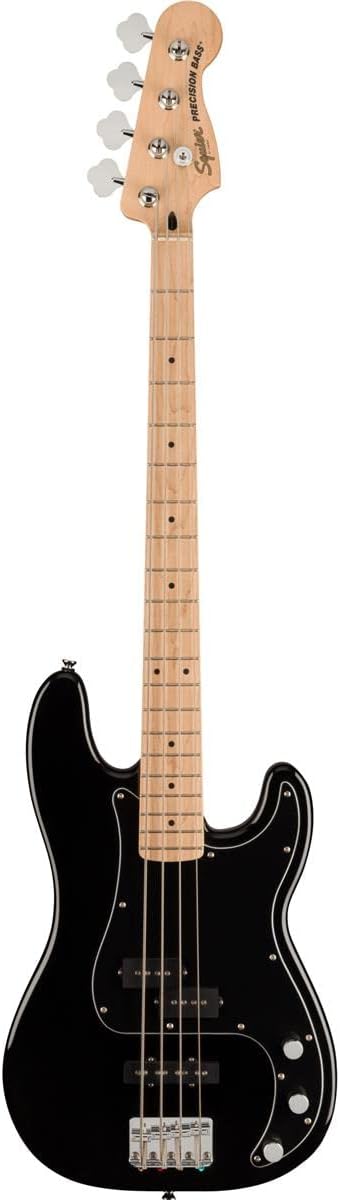 Squier Affinity Series Precision Bass Pack, Black, Maple Fingerboard, with Gig Bag and Rumble 15 Amp