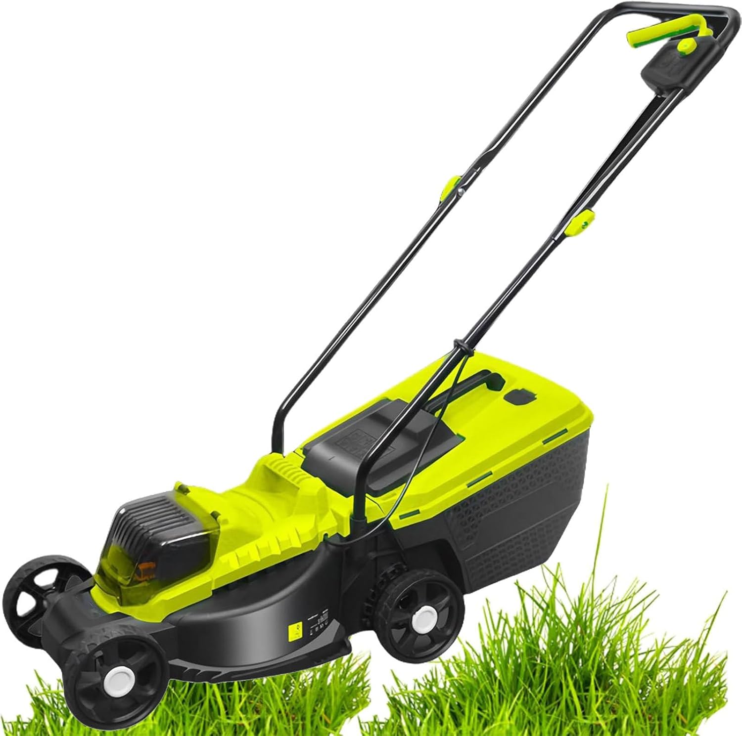 Push Lawn Mower,3400 RMP High Speed Cutting,with 45l Large Grass Box, 30/50/70 Mm 3 Adjustable Cutting Heights,for Lawn Care and Garden,Green