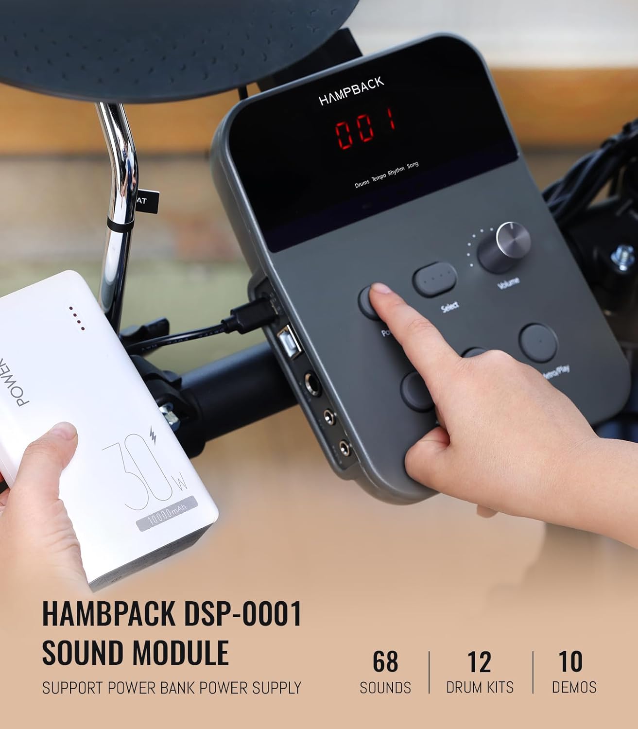 MK-0 Electric Drum Set with 7'' Quiet Mesh Drum Pads, 8'' Full Rubber Cymbals, 12 Kits and 68 Authentic Sounds, USB MIDI, Throne, Sticks, Headphone, 2 Switch Pedals for Beginners & Kids